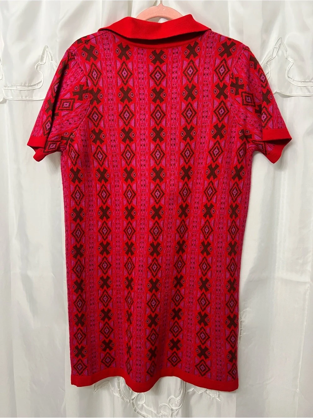 Free People Kitt Mini Dress Berry Combo Sweater Knit Collared NWT Medium